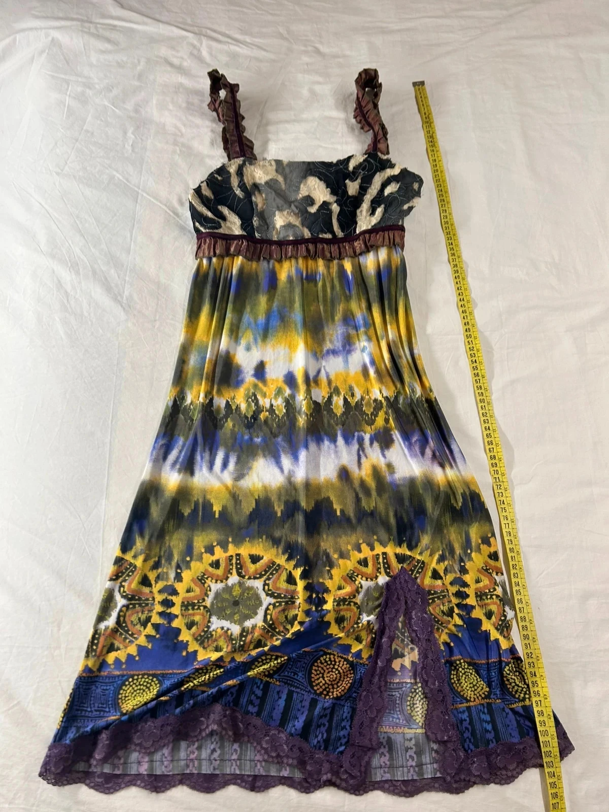 Vintage multicolored patterned lulu h. Paris lace dress – photo 2